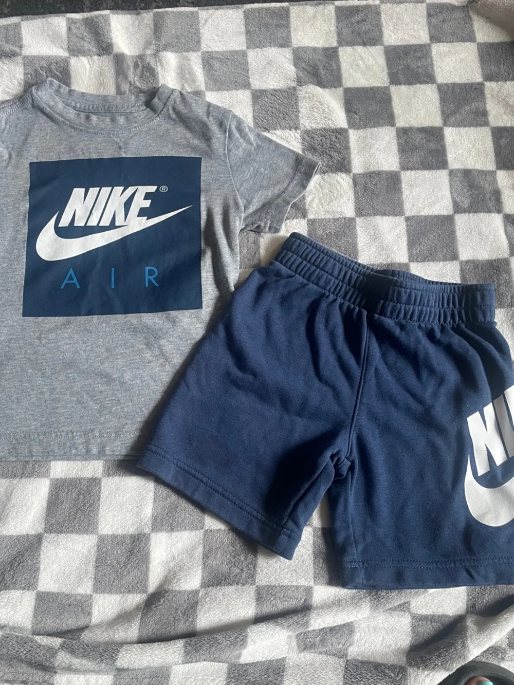 Nike Gray and Navy Logo Shorts Set